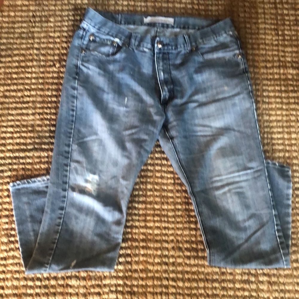 Blue Rag Men’s Distressed Straight Cut Blue Size 38 Jeans